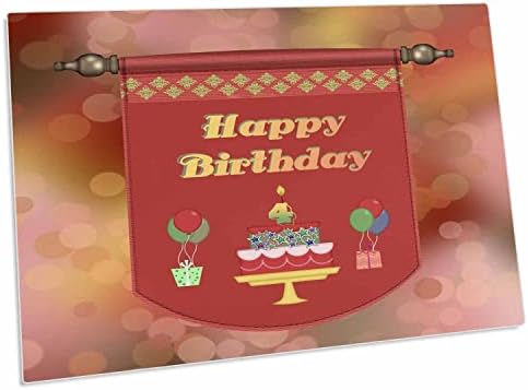 3drose feliz 4º banner de aniversário, bolo com presentes e balões - Mesquinho de tapetes de lugar