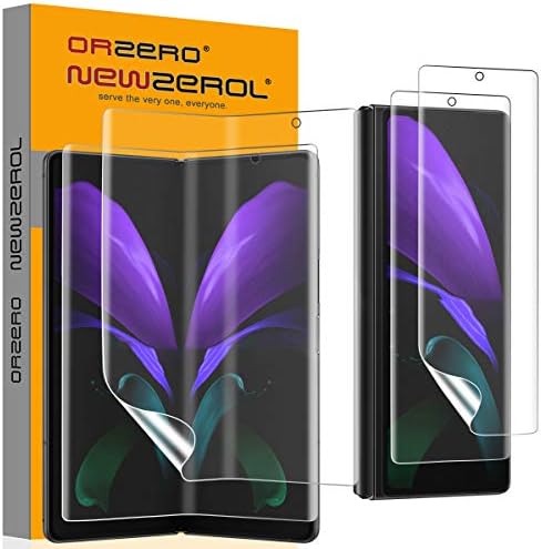 OrZero compatível para Samsung Galaxy Z Fold 2 5g, 2 Pacote Protetor de tela frontal Soft TPU e 2 protetor de tela dentro da tela, Alta Definição sem bolhas
