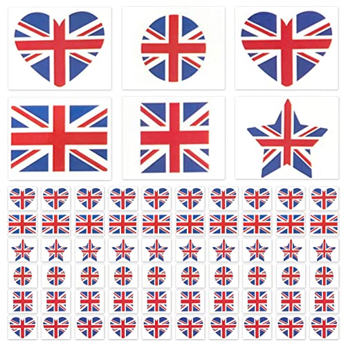 N/A/A 65pcs British Bandle Tattoo Stickers, adesivo patriótico, decalques de bandeira britânica