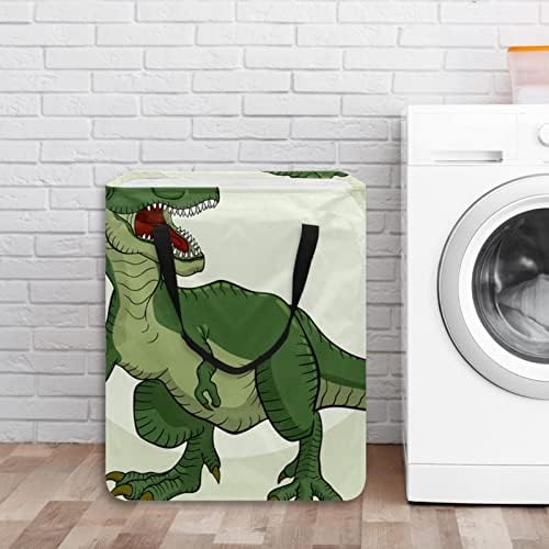 Dinosaur Wild Beast Print Print Collapsible Laundry Turmper, 60L de lavanderia à prova d'água Borda de lavagem de