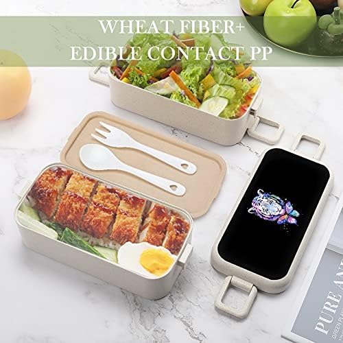 Tiger e Butterfly Bento Lunch Box 2 Compartamento de Compartimento de Armazenamento de Alimentos com