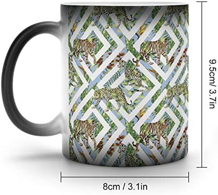 Tiger Leopard Folhas tropicais Mudança de caneca Magic Coffee Cafetador Cerâmica Cuple