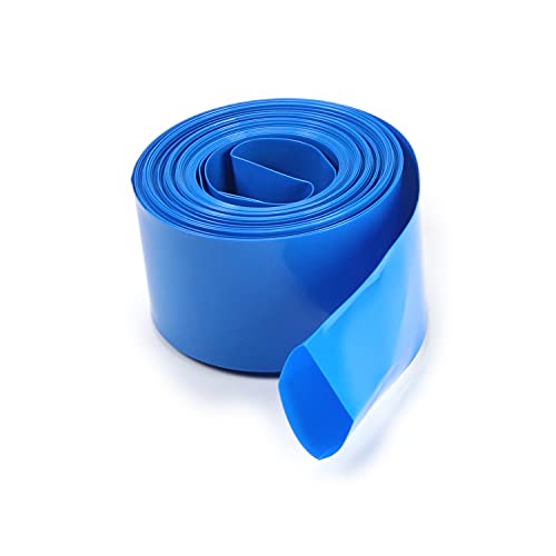 Bettomshin 1pcs Blue PVC Tubulação de encolhimento de calor 19,68 pés 1,18 polegada plana para