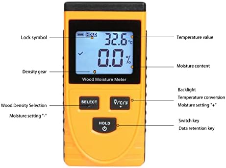 Medidor de umidade de madeira, alta precisão de madeira um medidor de umidade de madeira de alta precisão LCD Display Detector de umidade de madeira para pisos de gesso de parede de tijolos armários