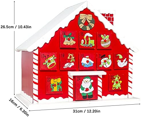 Decoração de Natal pintada de neve pintada com telhado de cabana de contagem regressiva decorações de caixa