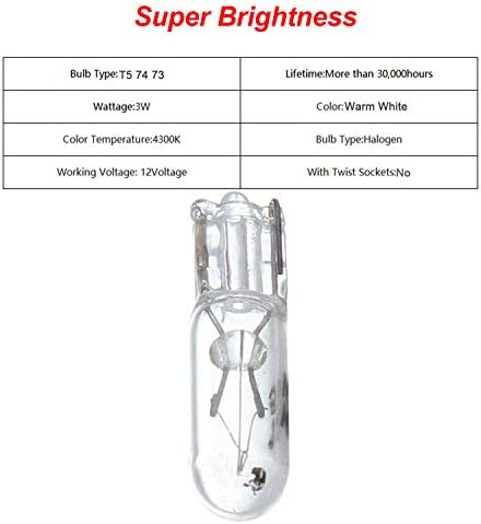 20 PCS T5 17 86 206 White Halogen Bulbo Lâmpada Instrument Bitlege Dash Lamp 12V