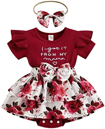 Baby Girls Romper Dress Set Letter Floral Mama dizendo impressão de roupas de macacões de traje de roupa