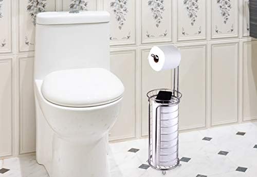 Dispensador de suporte de papel de papel de papel higiênico gratuito - Organizador do banheiro com prateleira de armazenamento - aço inoxidável