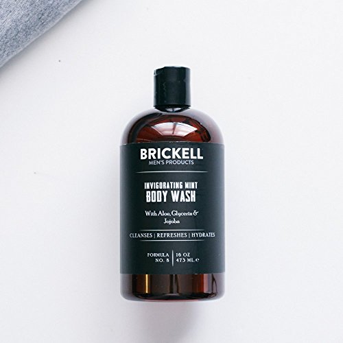 Brickell Men's Revigorating Mint Body Wash for Men, Gel de chuveiro de limpeza profunda natural e orgânico