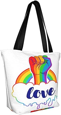 Bolsa de bolsa de ombro casual de lona de lona do orgulho gay grande para mulheres, para mulheres,