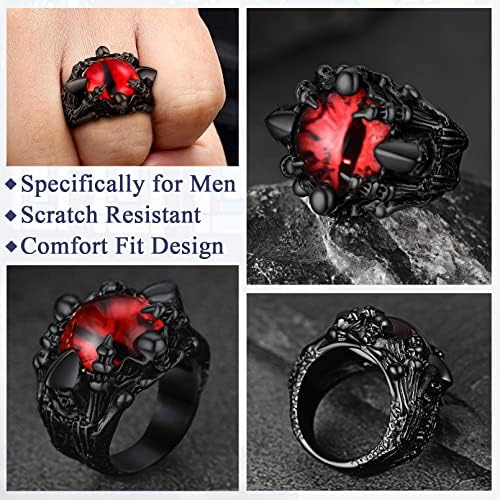 Faithheart Gothic Punk Devil Evil Eye Anings, aço inoxidável Dragon Eagle Claw Ring Ring para homens