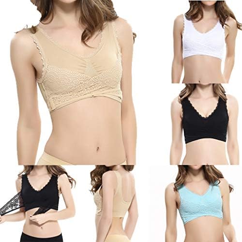 CEGDUYI Momen Solid Color Front Cross Side Buckle Lace Lace Sports Sports Full Cup Cuplet Crop Top Top