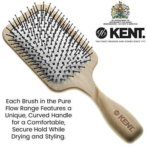 KENT LPF2 Cabelo de cabelos de almofada grande, escova de cabelo fino, pinos finos, escova para cabelos