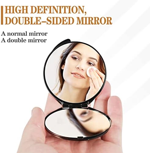 Goshentech Retro Metal Compact Mirror Travel Mirror portátil 1x/2x ampliação compacta e portátil dobrável