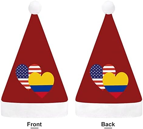 Colômbia American Heart Flag Hat Christmas Hat Papai Noel para adultos unissex Comfort Classic Xmas