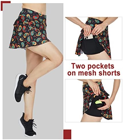 CityOng Women Feminina plissada saia de tênis High Skorts Active Skorts com bolso para executar exercícios