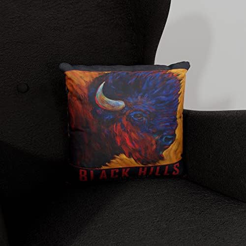 Black Hills Dakota do Sul Lone Bull Bison Trof -Pillow para sofá ou sofá em casa e escritório da pintura a óleo