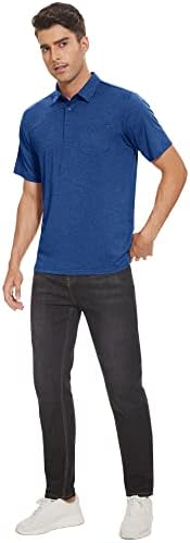 Camisa pólo masculina de Magcomsen com bolso de bolso de manga curta camisas de colarinho rápido camisas