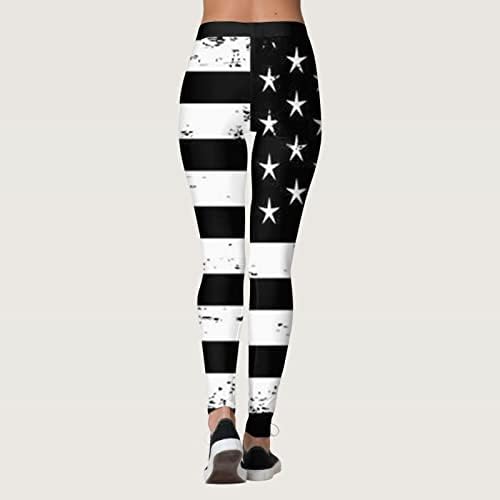 Ruiruilico feminino 4 de julho American Flag Yoga Leggings Controle de barriga Slim Fit Leggings 2023 Tangas