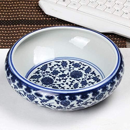 MOPOQ PERSONALIDADE MELHOR e elegante redonda de cerâmica azul e branca de decoração para desktop Display