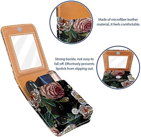 Tapestry Flowers Lip Gloss Selder Lipstick Case de maquiagem portátil Bolsa de viagem Case de batom