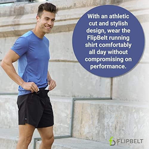 Flipbelt Athletic Running T -Shirt, ginásio de manga curta e tops de treino para homens, desgaste ativo