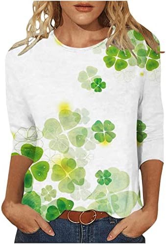 Camisas irlandesas para mulheres 3/4 de manga Irlanda Tops Casual Crewneck Bloups Casual Bloups