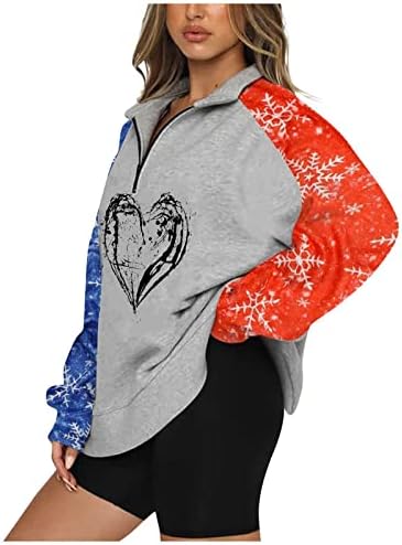 Sweatshirt de floco de neve feminino de Shusuen 2022 1/4 Quarto Zip High Pallover de vestuário de