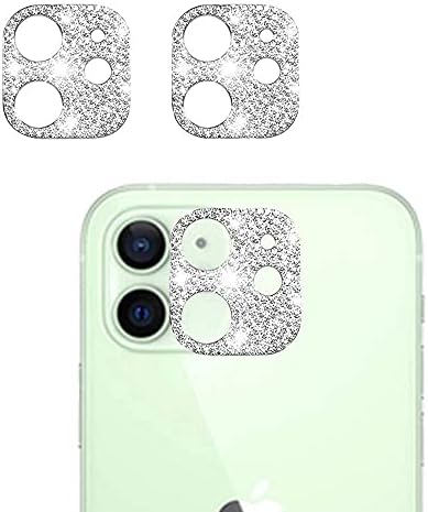 [2 pacote] protetor de lente de câmera de cristal bling compatível com iPhone 13/13 mini, lentech glitter diamante tampa traseira de câmera 3d bling diamante lente tampa