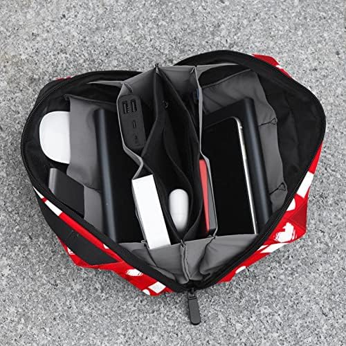 Bolsas de bolsas portáteis de organizador eletrônico adoram coração de viagem de viagem de viagem de viagem vermelha
