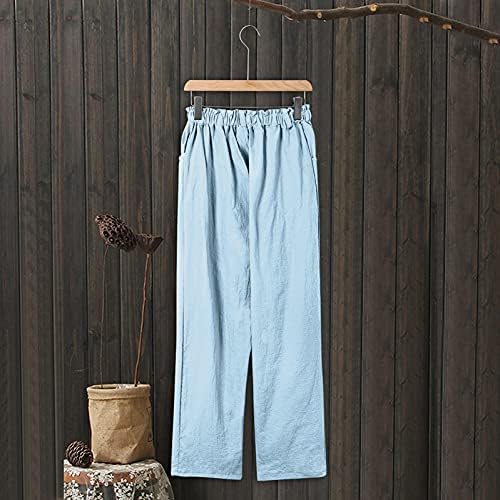 Calça de ioga ethkia com bolsos calças de calça elástica casual calças de algodão de cordão