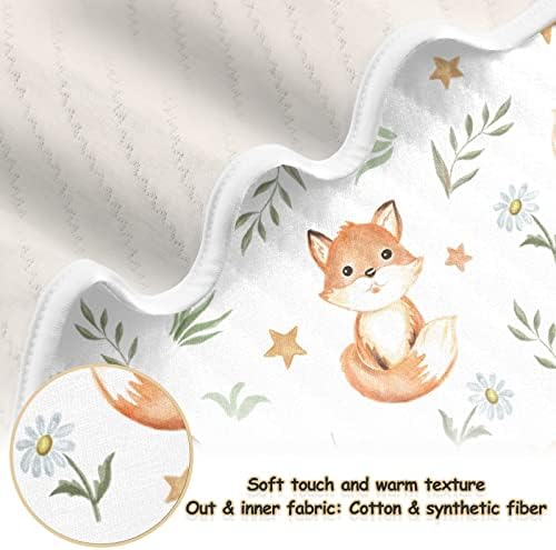 Clanto de arremesso de raposa e flores de algodão para bebês para bebês, recebendo cobertor, cobertor leve
