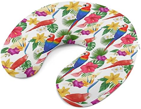 Flores coloridas e pássaros viajam de travesseiro de pescoço Memória de espuma de espuma de vôo para o apoio