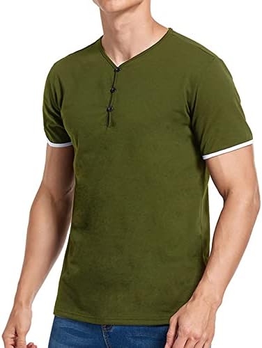 Ozmmyan Men's Short Henley T-shirt Gym Workout Athletic Casual camise