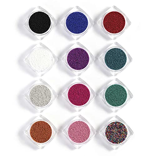 Contas de miçangas de pregos micro pixie shinestones caviar unhas decoração de mini micro vidro pregos shinestones 12 cores