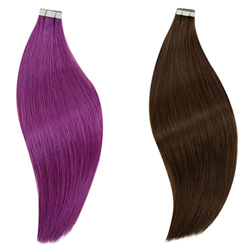Economize 12% de fita de fita nas extensões de cabelo fita de cabelo humano Remy em extensões colorida purple