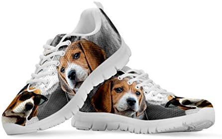 Artista Unknown Kid's Sneakers - Beagle com óculos cães estampas de cão tênis de corrida casual