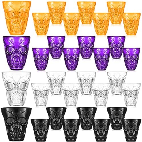 Honeydak Halloween Skull Party Favor Shot Glasses 1,86 oz/ 55 ml de caveira inquebrável Tiro Copas de Halloween
