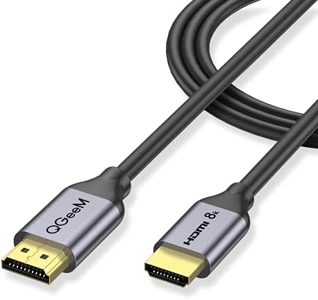 Cabo HDMI 8k 3 pés, QGEEM 48 Gbps Cord HDMI de alta velocidade, compatível com Apple TV, Roku, Samsung Qled, Sony LG, Nintendo Switch, PlayStation, PS5, PS4, Xbox One Series X, HDMI 8k Ultra HD Cable