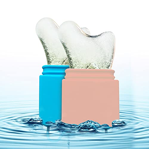 2 Rolo de gelo de embalagem para rosto e olho, atualizou os rolos faciais de gelo gua sha tool, rolo de face de gelo reutilizável para molde de gelo de silicone - rosa + azul