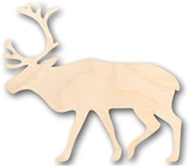 Forma de rena de madeira inacabada - Animal - Vida Selvagem - Artesanato - Até 24 DIY 3 / 1/8
