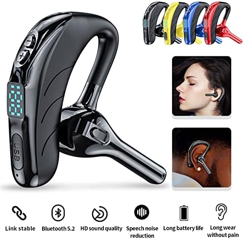 Charella 9QA Ear fone de ouvido único com microfone MIC Bluetooth 5 2 LED de fone de ouvido Exibir