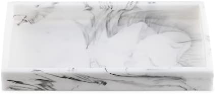 Bandeja de vaidade de resina de mármore branca Navaris - 9,25 x 4,92 Organizador do banheiro - suporte decorativo