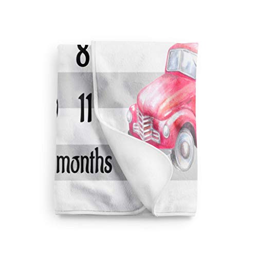 Caminhão de caminhão clássico Milestone Blanket personalizado menino de menino mensal cobertor personalizado