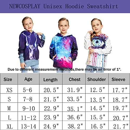 NewCoSplay Unisex Kids Capuz Capuz REALISTO 3D Galaxy Digital Print Sweetshirt Jersey de beisebol para meninas meninas