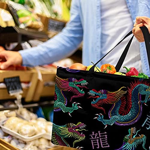 50l Shopper Bags Dragon Caixa de compras colapsível Bolsa de mercearia com alças, reutilizável