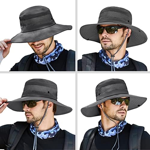 Muryobao masculino masculino Hat Summer Sun Hat Protection UV Protection for Safari Fishing Cap