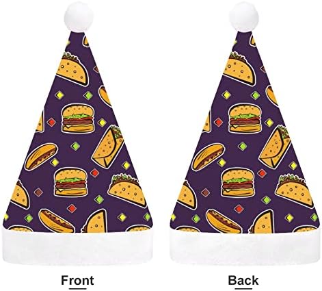 Hamburger e tacos chapéus de natal para adultos chapéus de natal para férias