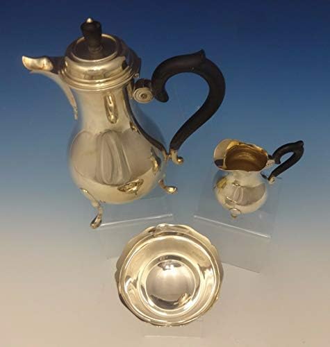 Jezler Swiss .800 Conjunto de chá de prata 3pc com alças de ébano e modernismo finial 0451
