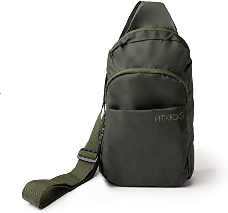 Fitkicks Hideaway Packable Sling Saco, bolsa de corpo cruzado para homens e mulheres, verde